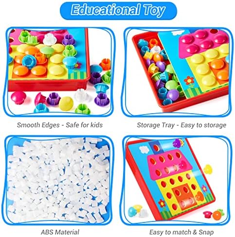 Geekper color matching toy showing safe smooth-edged mushroom nails for fine motor skills.