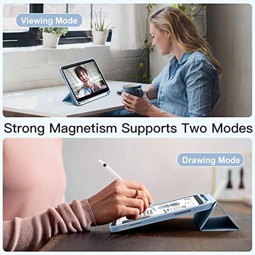 Sky blue trifold cover adjusted into upright media viewing angle