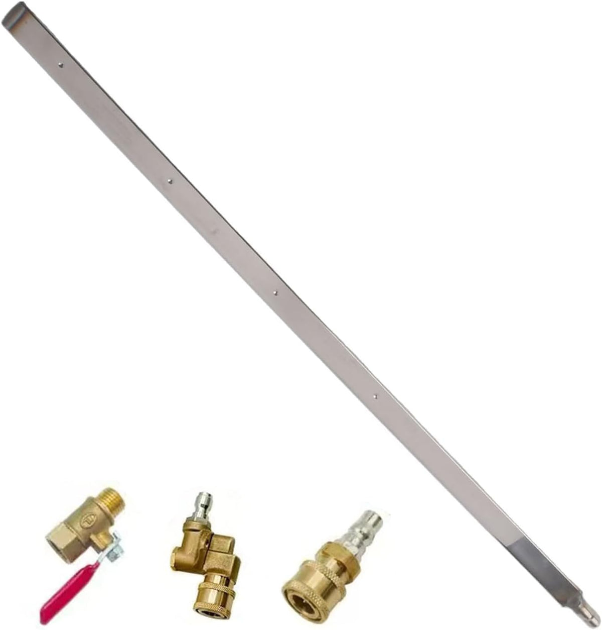 Unbranded car radiator cleaning tool front view showing stainless steel wand