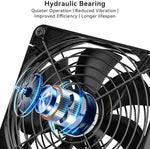 ELUTENG ball bearing mini fan illustrating installation placement near small electronic routers.