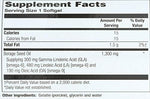 Cold pressed premium borage seed oil capsules showing Omega 6 fatty acid nutritional breakdown.