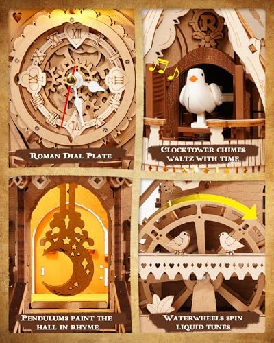 Assembled ROKR cuckoo clock with internal lighting illuminated