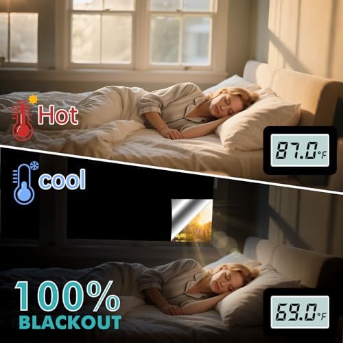 LUCKJOY No Drill Blinds window installation showing the hook and loop sticker application.