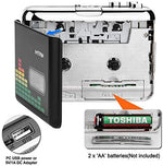 Authentic USA imported MYPIN cassette player showing the inside tape bay compartment opened.