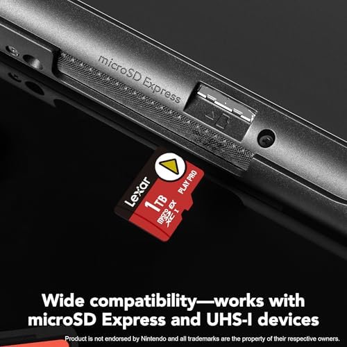 Lexar 1 Terabyte Express memory card emphasizing its rugged waterproof and shockproof construction layout.