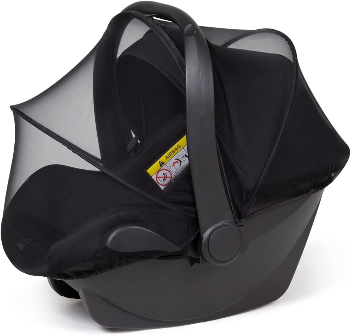 Beberoad Love universal baby car seat mosquito net front view featuring black breathable mesh cover