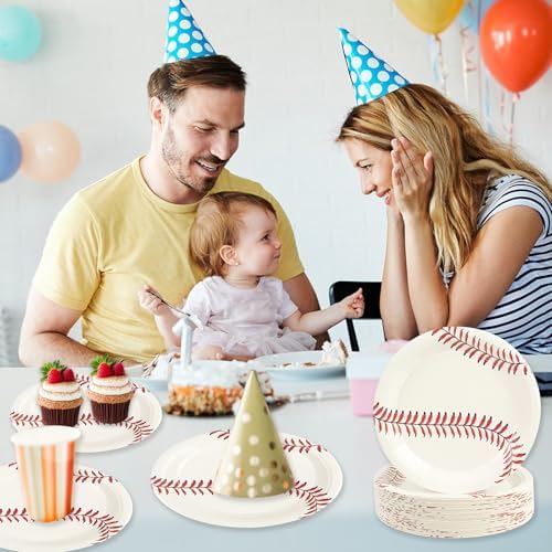 Durable thickened paper texture of baseball themed dessert plates