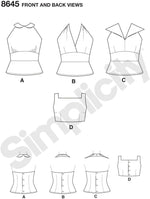 Simplicity retro 1950s pattern size range and back details illustration