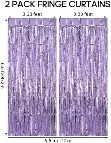 Two pack metallic purple fringe background for wedding and bridal shower photo booth