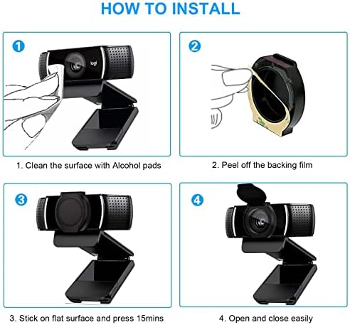 Universal webcam lens cover in the open position showing how it clears the camera viewing angle