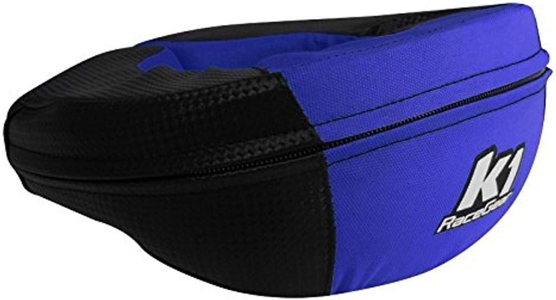 K1 RaceGear Neck Protector Brace Junior Carbon Blue front view motorsport safety collar