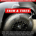 Renew Protect Blak applied to faded car tire surface