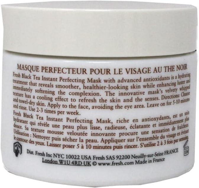 Fresh Black Tea Instant Perfecting Mask whipped texture and jar opened for skincare routine