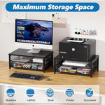 OPNICE premium metal mesh desktop stand showing the full assembly with files and stationery organized