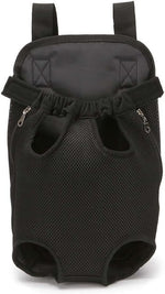 Rosvola portable pet dog carrier backpack front view for hands free outdoor travel.