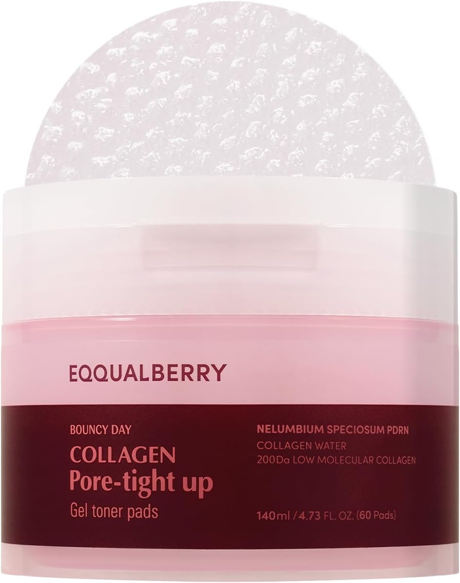 EQQUALBERRY Collagen Glow Up Gel Toner Pads - Brightening Korean Jelly Pad with Deep Absorption Collagen, Hydrating & Glow-Boosting Formula, 4.73 FL.OZ. (140ml) / 60 Pads - Image 10
