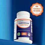 Vitamatic Chromium 1000mcg non-GMO gluten free dietary supplement bottle cap view