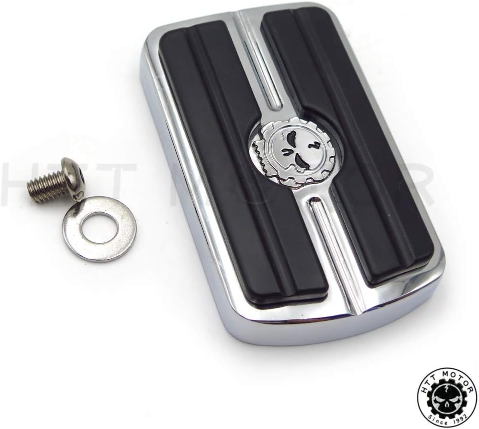 HTTMT chrome skull rear brake pedal cover front view
