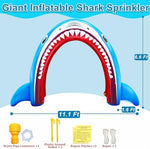 Side view of heavy duty inflatable shark arch with stability ropes