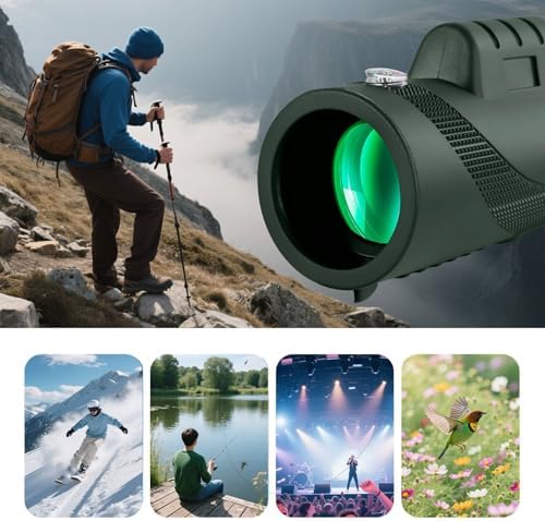 Generic high definition monocular telescope close up of the eyepiece and integrated navigation compass.