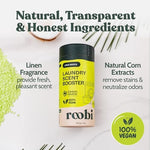 Premium plant based laundry scent booster beads container on a clean laundry surface
