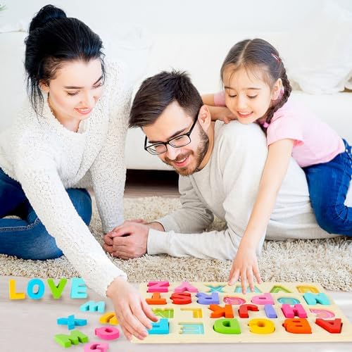 Authentic USA imported Jolsnaf wooden toddler puzzle package showing the complete educational alphabet board set.
