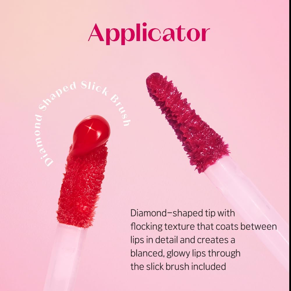 Etude moisturizing oil lip gloss texture showing its bouncy gel consistency.