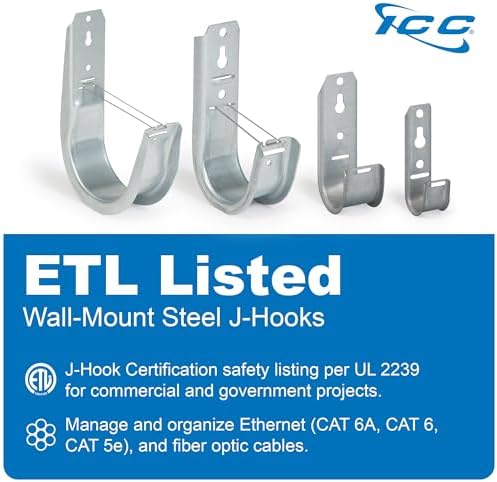 ICC cable support hook pack displaying the zinc finish and built in retainer clip.