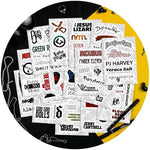 Assorted 90s rock music decals for laptops and water bottles