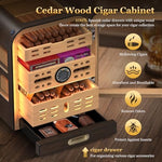 Cigar Humidor, 4 Side Windows humidor Cigar Box, Cedar Wood Drawer Humidor, with LED Lighting System, Digital Thermometer and 2 Cigar Humidifiers, Glass Top Cigar Case for 80-120 Cigars - Image 6