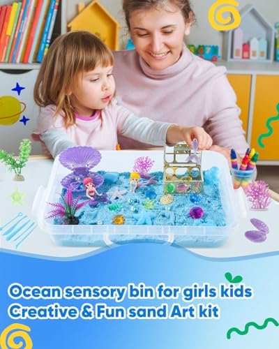 Creative sand castle made with Essenson ocean sensory kit molds