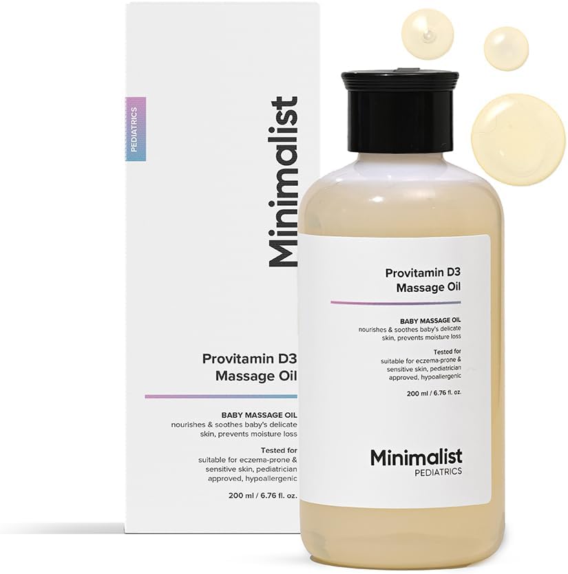 Minimalist Baby Massage Oil with Provitamin D3 200ml front view