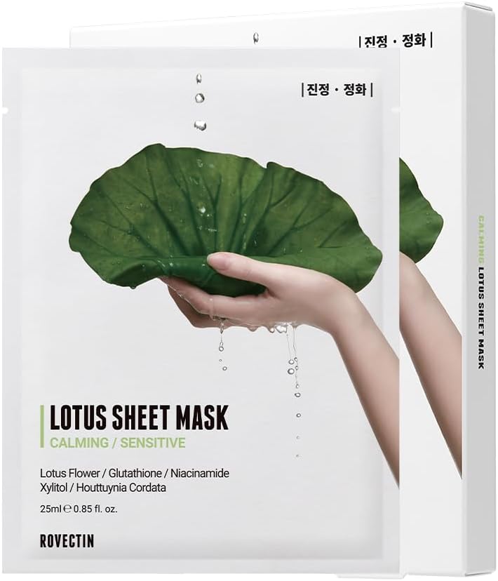 Rovectin Calming Lotus Sheet Mask pack of five front view