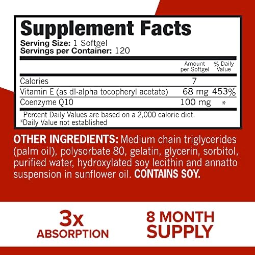 Imported USA premium Qunol CoQ10 dietary supplement packaging showcasing absorption benefits