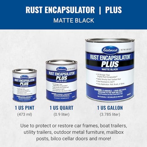 Close up of Eastwood rust protection paint application on metal