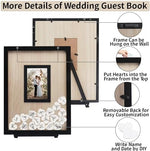 Hymenex guest book setup with photo and wooden hearts