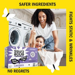 Molly's Suds USA imported compostable fabric softener sheets enclosed in cardboard box