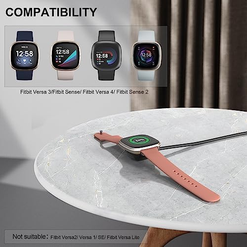 Two pack smartwatch charging docks with one meter USB cables displayed on a modern office desk.