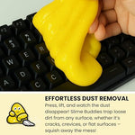Yellow citrus scented cleaning goop lifting crumbs from a car cup holder
