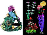 Halloscume safe betta tank ornaments including feather coral and mushroom lotus leaf