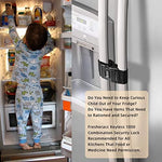 Adjustable strap mechanism for child proof refrigerator safety lock