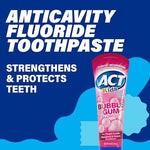 Child-friendly pink bubble gum blowout toothpaste tube for daily oral hygiene.