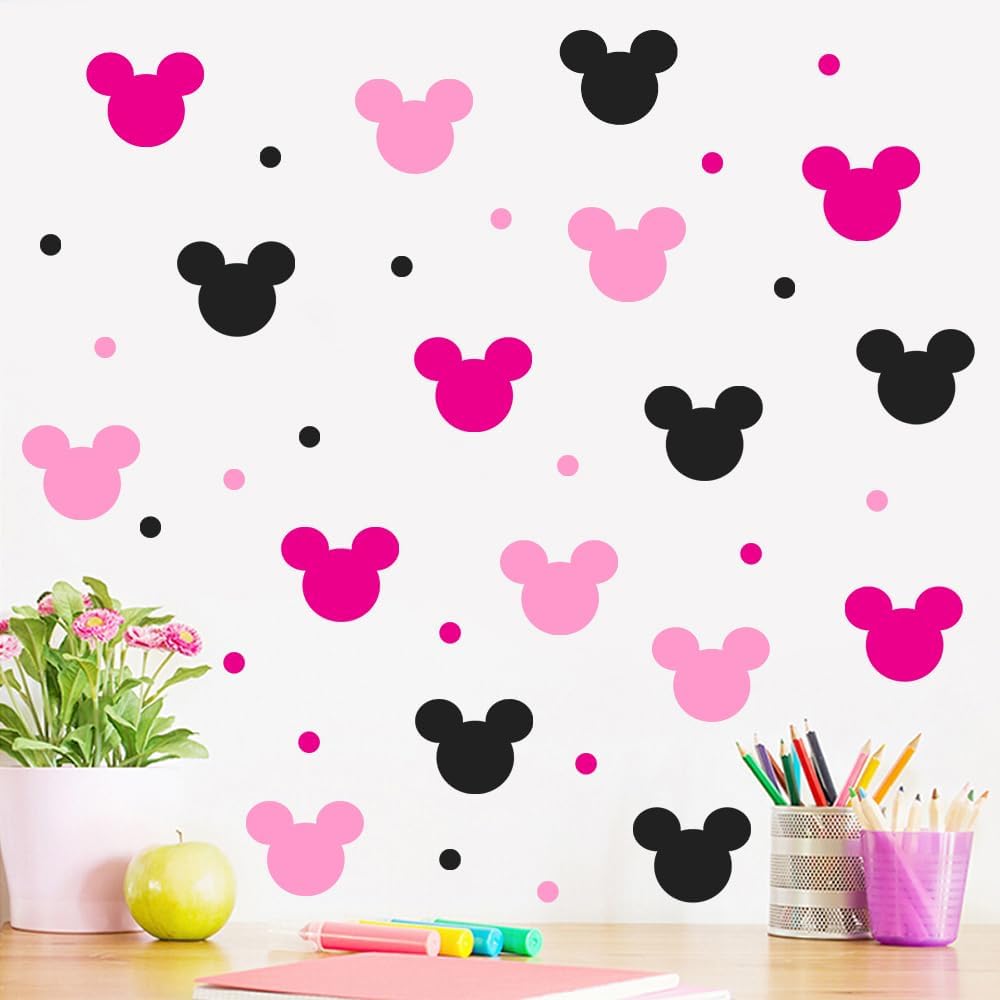 Ai Party cute mouse wall decals featuring pink and black designs