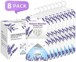 CANAGER dehumidifier bag hanging in a closet with lavender vanilla scent.