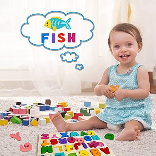 Complete twenty-six piece capital letters wooden preschool puzzle packaged beautifully for gifting.