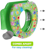 Green standard size baby potty seat with detachable splash guard uninstalled