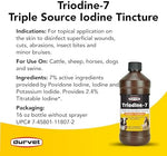 Back of Durvet Triodine-7 16 fluid ounce bottle showing usage instructions