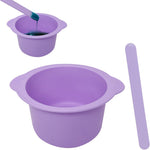 KVZVK silicone wax bowl and liner set in purple front view for at home hair removal