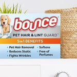 Bounce unscented one hundred thirty count dryer sheets box highlighting triple hair fighting action.