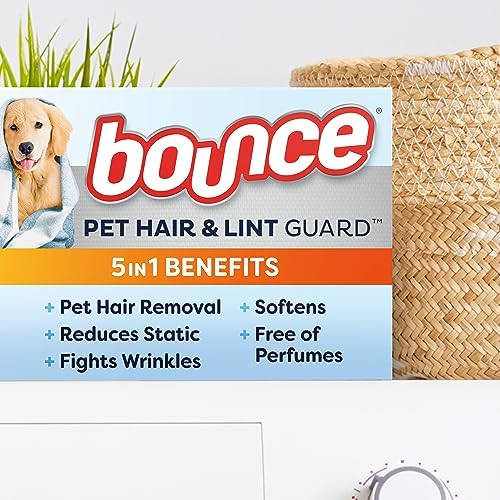 Bounce unscented one hundred thirty count dryer sheets box highlighting triple hair fighting action.